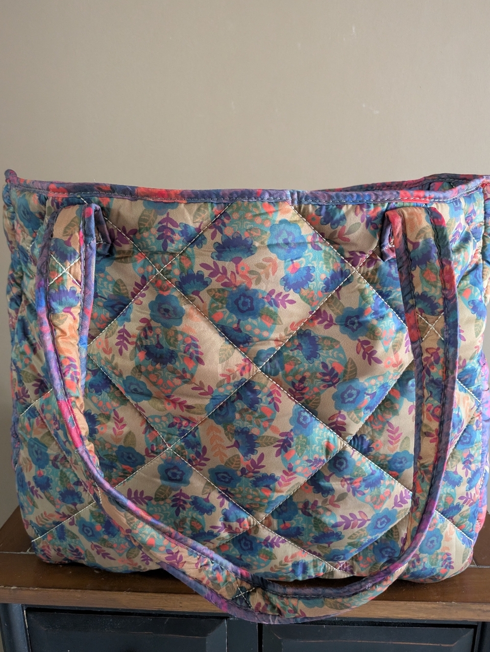 Natural Life Large Reversible Puffy Tote Bag